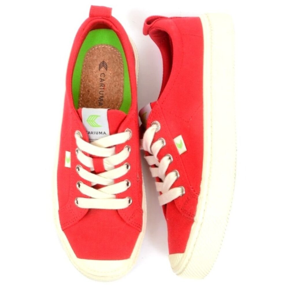 Cariuma Oca Red Low Top Lace Up Sneakers Nautical Walking‎ Vacation Women's 8.5